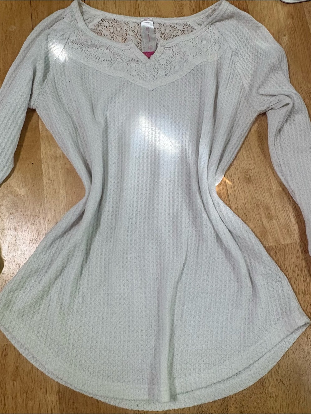 Women's Lace Waffle Knit Sweater - Cream